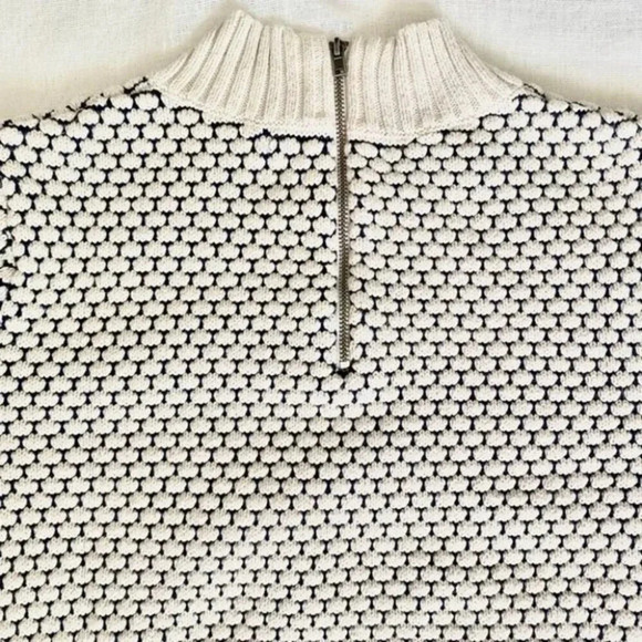 BR Honey Comb Mock Neck White Navy Sweater Cotton Wool blend Size S - Picture 5 of 9